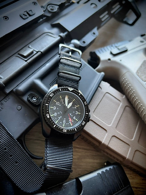 MWC Automatic Black PVD Military Divers Watch - Tritium / GTLS Illumination, Sapphire Crystal and 60 Hour Power Reserve