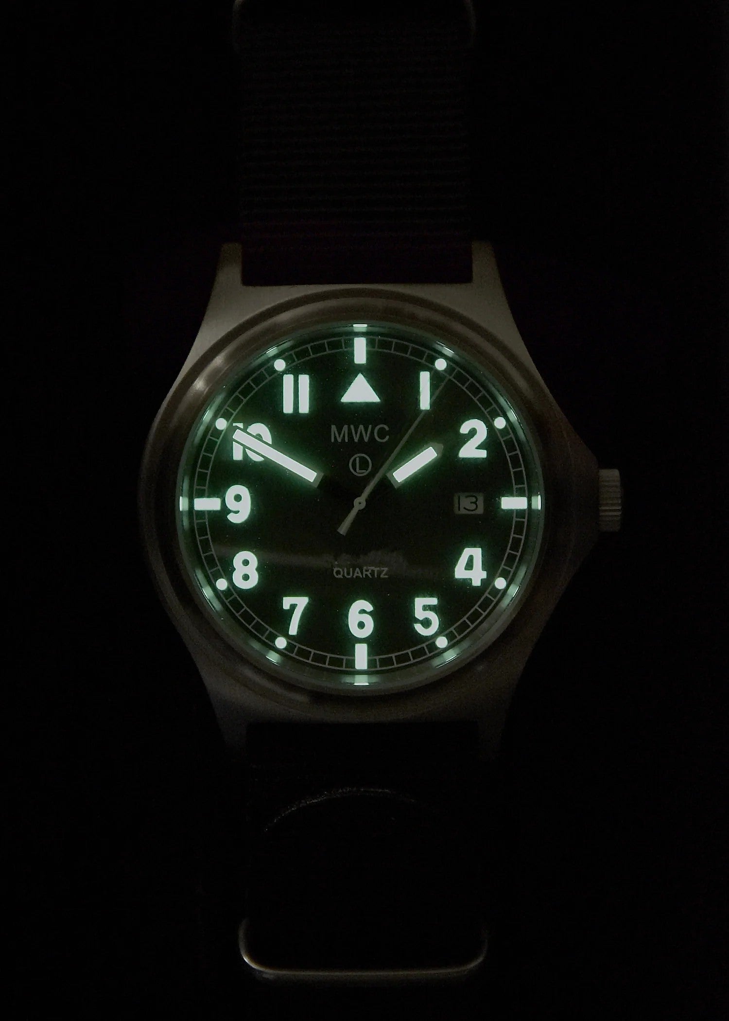 MWC G10 200m/660ft Water resistant Black PVD Steel Military Watch with Sapphire Crystal and Date - NATO Stock Number: NSN 6645-99-493-1283D