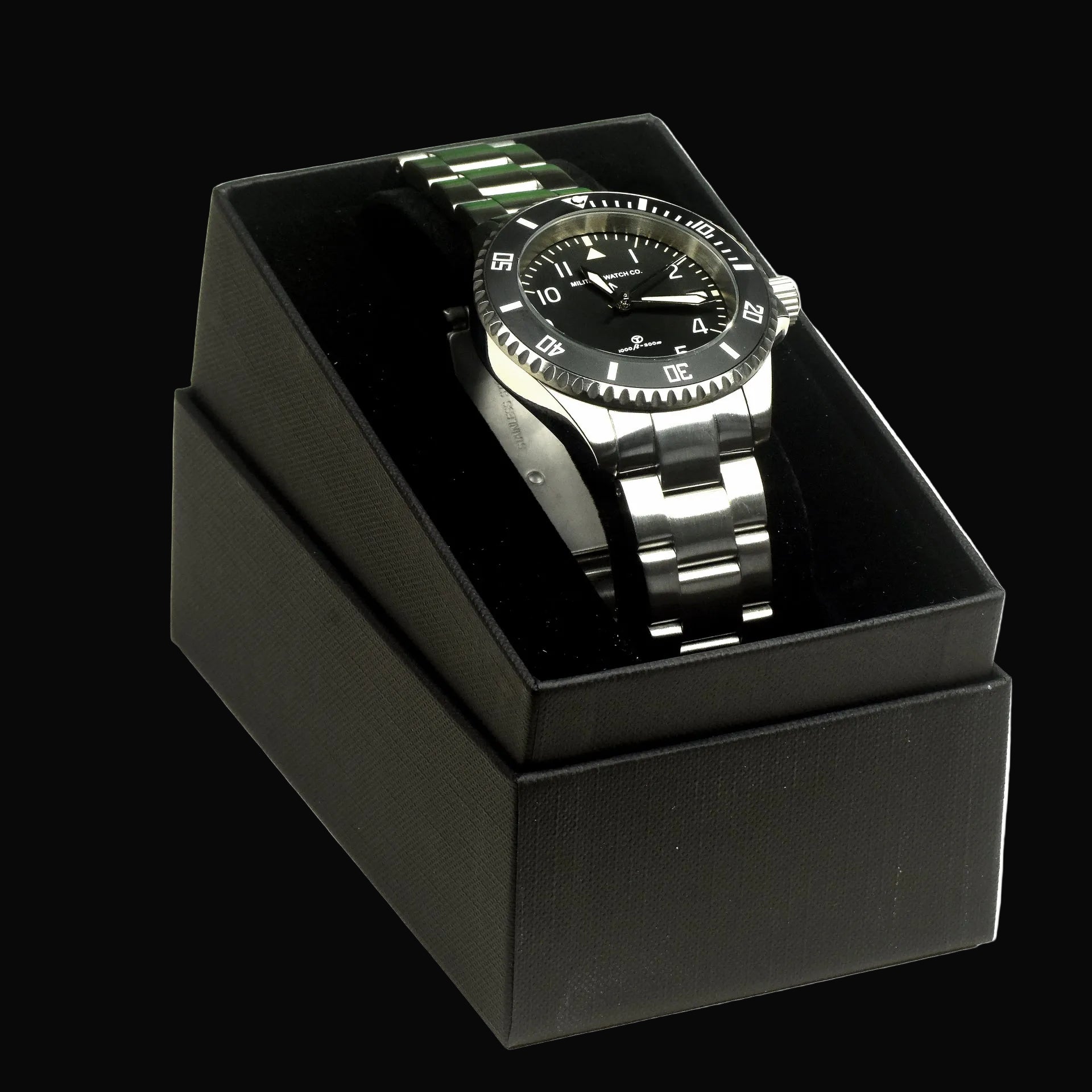 MWC 24 Jewel 1980 Pattern 300m Automatic Military Divers Watch with Sapphire Crystal and Ceramic Bezel on a Matching Stainless Steel Bracelet (With Date)