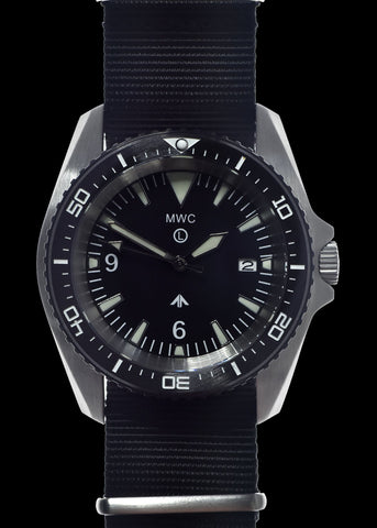 MWC 24 Jewel 300m Automatic Military Divers Watch with Sapphire Crystal and Ceramic Bezel in Black PVD Steel