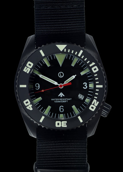 MWC "Depthmaster" 100atm / 3,280ft / 1000m Water Resistant Military Divers Watch in PVD Stainless Steel Case with Helium Valve (Quartz)