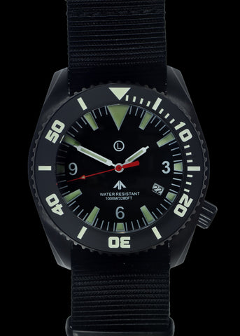 MWC "Depthmaster" 100atm / 3,280ft / 1000m Water Resistant Military Divers Watch in PVD Stainless Steel Case with Helium Valve (Quartz)