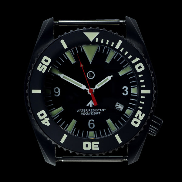 MWC "Depthmaster" 100atm / 3,280ft / 1000m Water Resistant Military Divers Watch in PVD Stainless Steel Case with Helium Valve (Quartz)