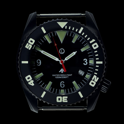 MWC "Depthmaster" 100atm / 3,280ft / 1000m Water Resistant Military Divers Watch in PVD Stainless Steel Case with Helium Valve (Quartz)