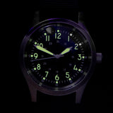 A-17 U.S 1950s Korean War Pattern Automatic Military Watch with Shatter and Scratch Resistant Box Sapphire Crystal on a Retro Stainless Steel 