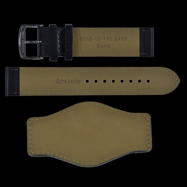 22mm German "Luftwaffe / Bund” Aviators Leather Military Watch Strap