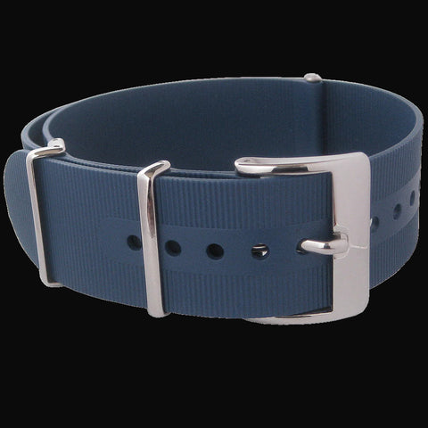 22mm Navy Blue Silicone/Rubber NATO Military Watch Strap