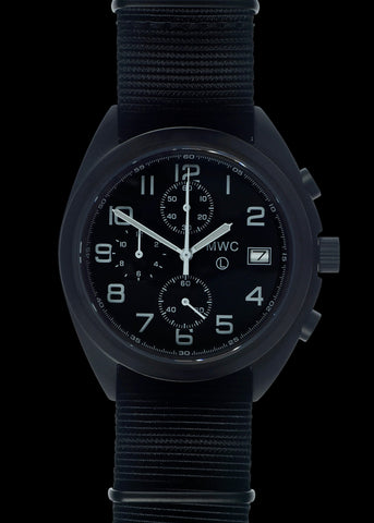 MWC 24 Jewel 300m Automatic Military Divers Watch with Sapphire Crystal and Ceramic Bezel in Black PVD Steel