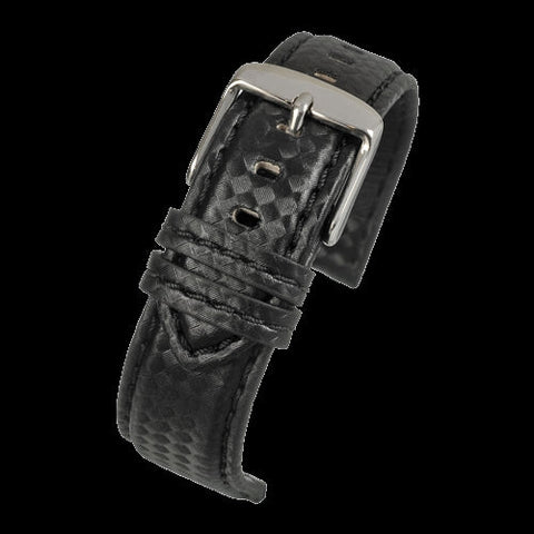 24mm Premium Black Carbon Fibre Watch Strap with Matching Stitching