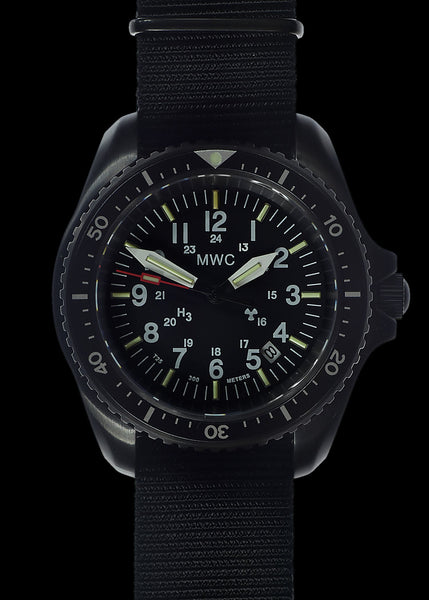 MWC Automatic Black PVD Military Divers Watch  - Tritium / GTLS Illumination, Ceramic Bezel and Sapphire Crystal