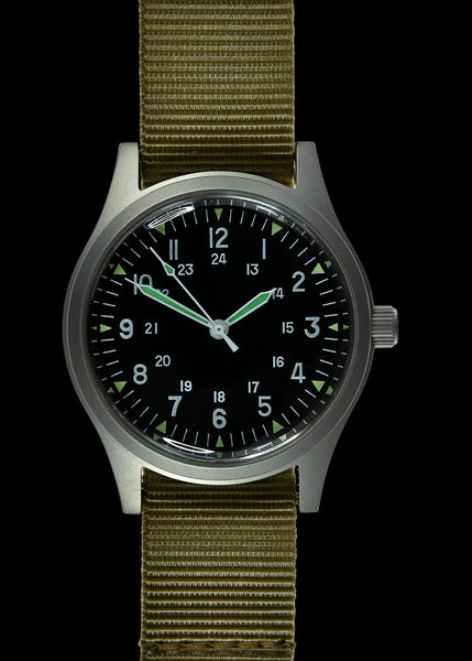 GG-W-113 U.S 1960s Pattern Automatic 100m/330ft Water Resistant Military Watch with Shatter and Scratch Resistant Sapphire Box Crystal