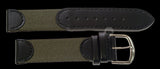 MWC 18mm Retro Leather and Fabric Combination Watch Strap