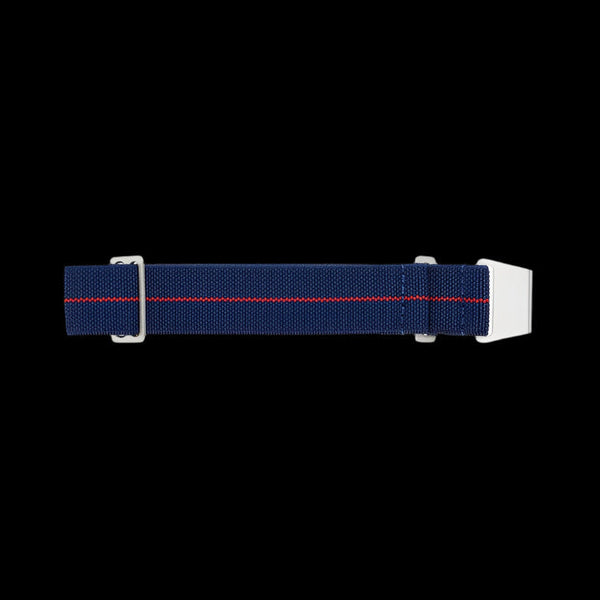 22mm Elasticated French Navy and Special Forces Strap in Navy with a Red Stripe