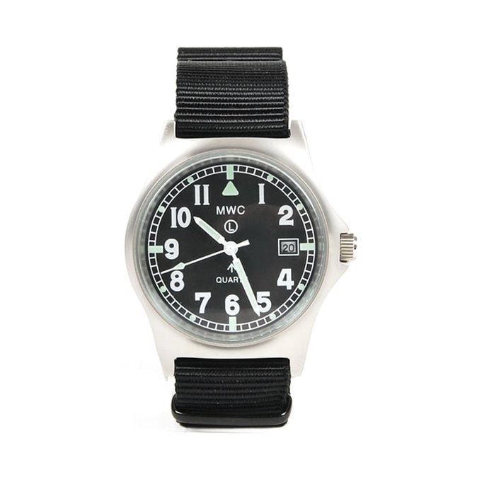 MWC G10LM Stainless Steel Military Watch – Black NATO Strap (Contract Model with Broad Arrow / Pheon)