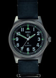 MWC G10LM Stainless Steel Military Watch – Black NATO Strap (Contract Model with Broad Arrow / Pheon) – Non-Date Window Version