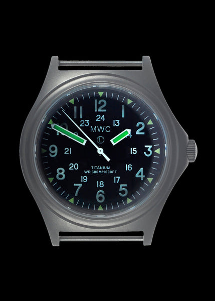 MWC Titanium General Service Watch, 300m Water Resistant, 10 Year Battery Life, Luminova, Sapphire Crystal and 12/24 Dial Format (Non Date Version)