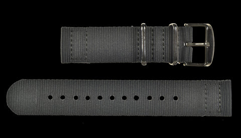 22mm Premium Black Carbon Fibre Watch Strap with White Stitching