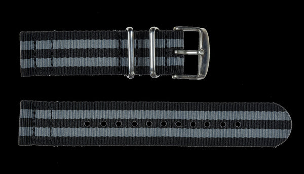 2 Piece 18mm "James Bond" Pattern NATO Military Watch Strap in Ballistic Nylon with Stainless Steel Fasteners