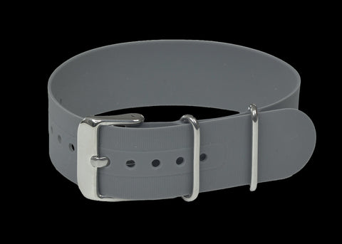 18mm Grey Silicone/Rubber NATO Military Watch Strap