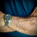 MWC Classic 1960s Pattern Dual Time Zone Automatic Divers Watch with Retro Luminous Paint and Sapphire Crystal on Matching Stainless Steel Bracelet