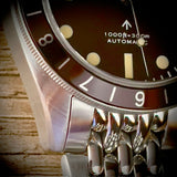 MWC Classic 1960s Pattern Dual Time Zone Automatic Divers Watch with Retro Luminous Paint and Sapphire Crystal on Matching Stainless Steel Bracelet