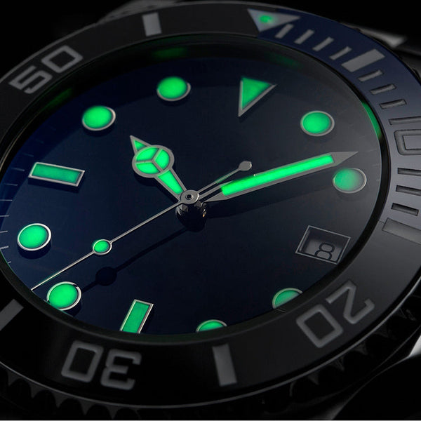 MWC 24 Jewel 300m Automatic Military Divers Watch with Sapphire Crystal and Ceramic Bezel in Black PVD Steel