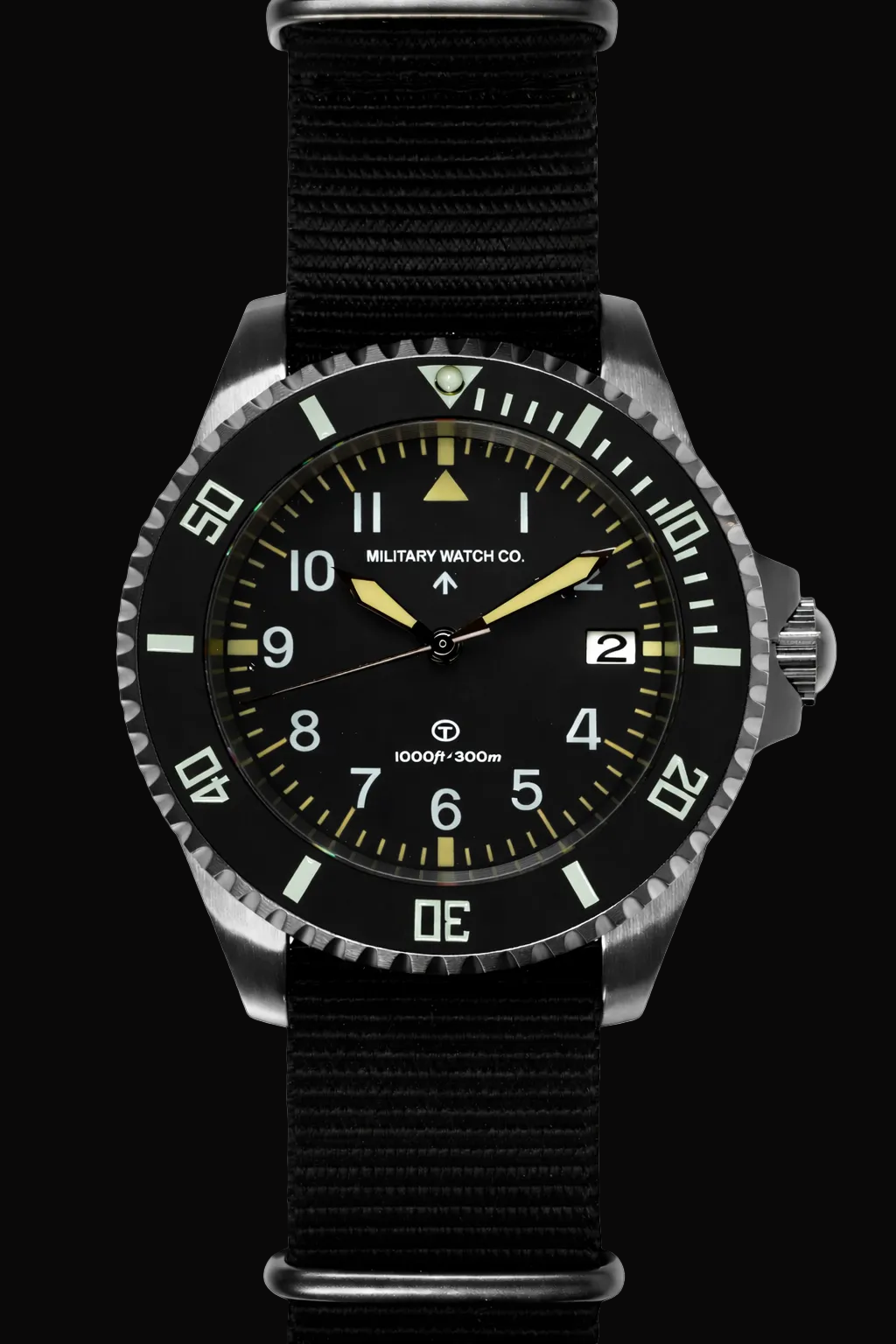 MWC 24 Jewel 1980 Pattern 300m Automatic Military Divers Watch with Sapphire Crystal and Ceramic Bezel on a NATO Webbing Strap (With Date)