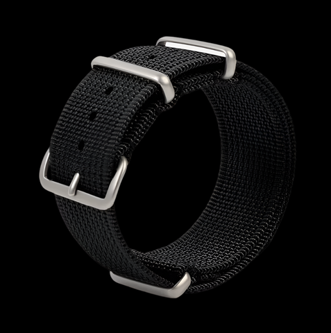 18mm Ribbed Black NATO Military Watch Strap