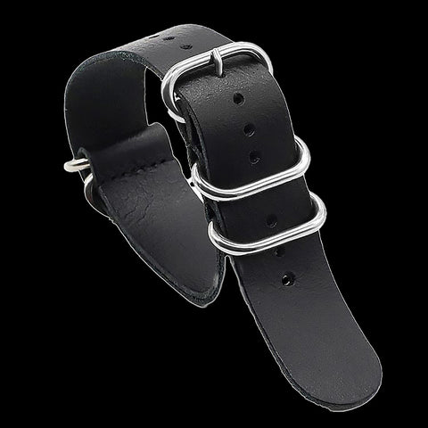 24mm Premium Black Carbon Fibre Watch Strap with Red Stitching