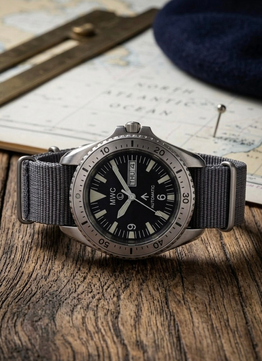 MWC Ltd Edition 1999-2001 Pattern Automatic Day/Date Military Divers Watch with Stainless Steel Case and Sapphire Crystal