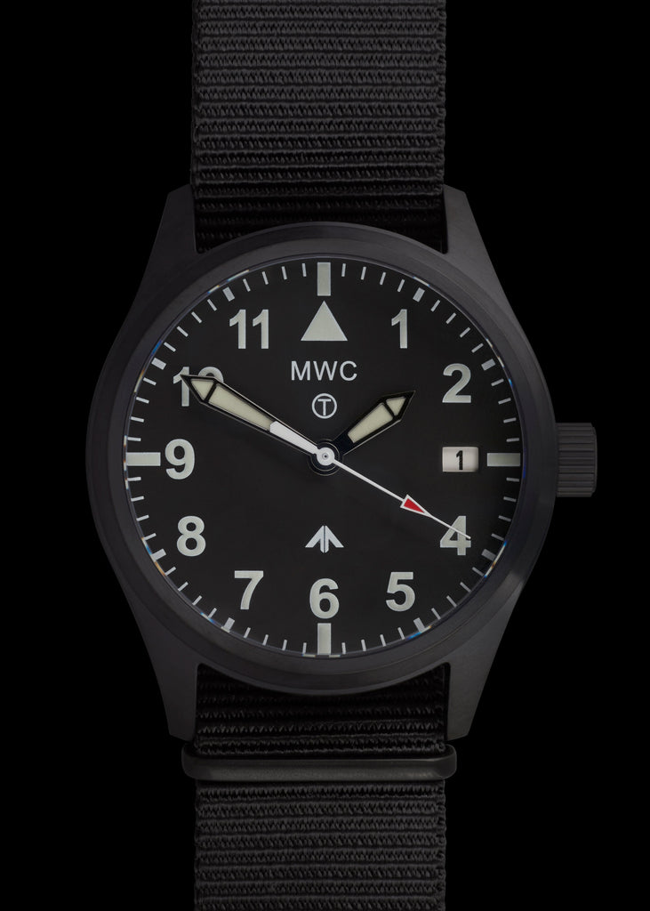 MWC Classic 40mm Covert Black PVD Steel Aviator Watch with Sapphire Cystal, 24 Jewel Automatic Movement and 100m/330ft Water Resistance