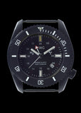 MWC "Submariner / Naval Crew Divers Watch" in Covert Black PVD 500m (1,640ft) Water Resistant Dual Time Zone Military Watch in PVD Stainless Steel Case with GTLS and Helium Valve