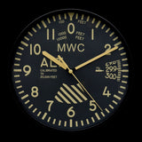 MWC Limited Edition Altimeter Wall Clock with Retro Subdued Dial and Silent Quartz Movement  with Sweep Second Hand (Size 22.5 cm / approx 9")