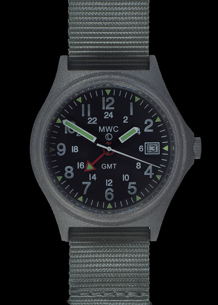 MWC GMT (Dual Time Zone) Water resistant Military Watch in Stainless Steel Case with Screw Crown