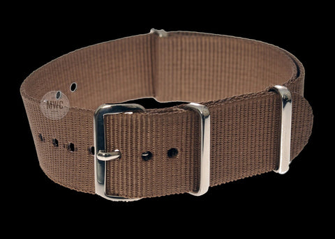 18mm Brown 1950s Pattern Leather Military Watch Strap with Protective Face Cover