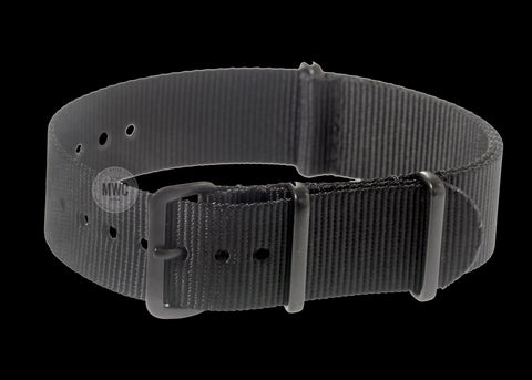 24mm Premium Black Carbon Fibre Watch Strap with White Stitching