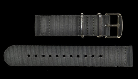 2 Piece 20mm Olive NATO Military Watch Strap in Ballistic Nylon with Black PVD Fasteners