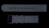 2 Piece 20mm Grey NATO Military Watch Strap in Ballistic Nylon with Black PVD Steel Fasteners