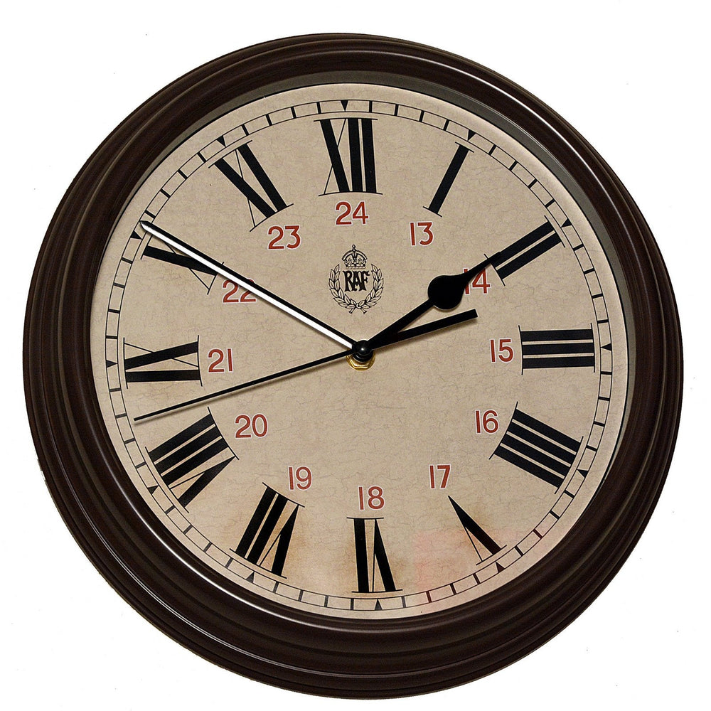 RAF 1943 Pattern Replica 12/24 Wall Clock 12"/30.5cm (Silent Sweep Movement)