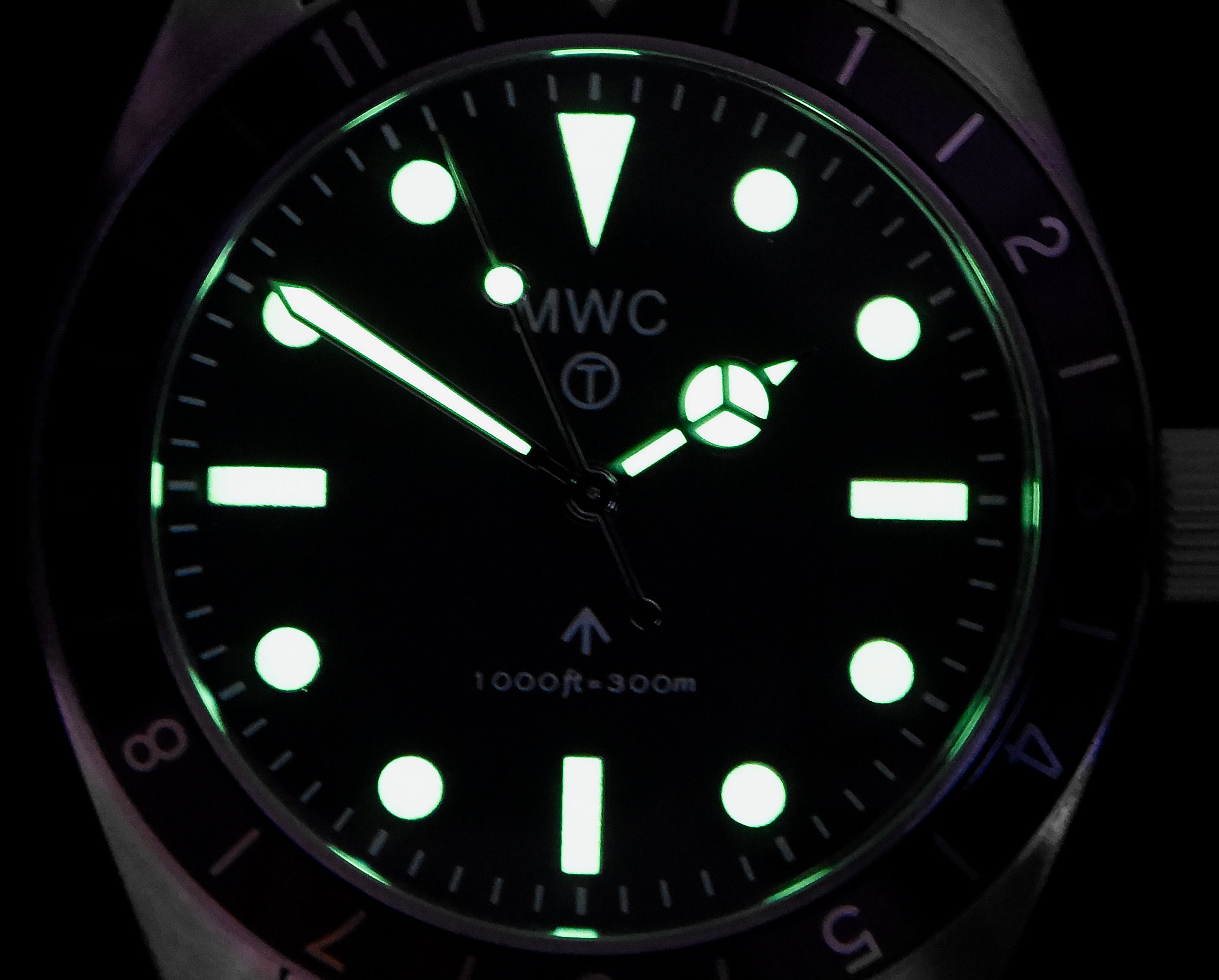 MWC Classic 1960s Pattern Dual Time Zone Divers Watch with Retro Luminova Paint and a Hybrid Mechanical/Quartz Movement