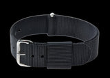 18mm US Pattern Hybrid Black Military Watch Strap (Chrome Fasteners)